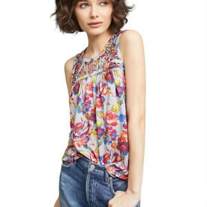 Ranna Gill‎ Faye Floral Lattice Cutout Sleeveless Tank Top Small Anthropologie